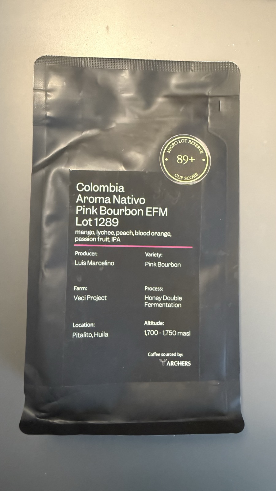 Archers — Colombia Aroma Nativo Pink Bourbon EFM Lot 1289